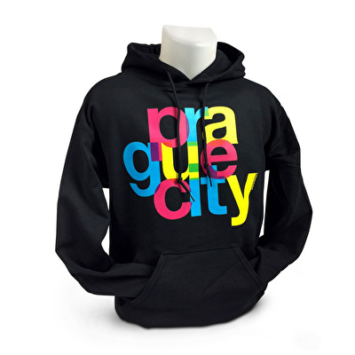 Mikina s kapucí Prague City M29. - Černá