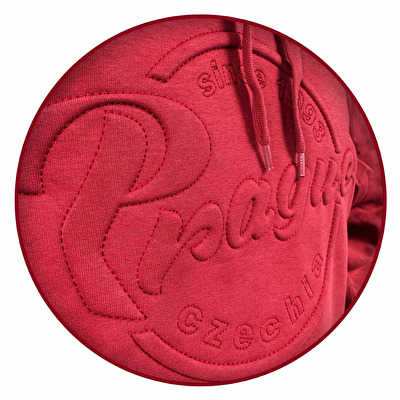 Mikina s výšivkou a kapucí Praha EMBOS červená