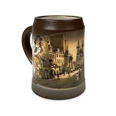 Keramik-Humpen dunkel Prag 0,5 l 8X.