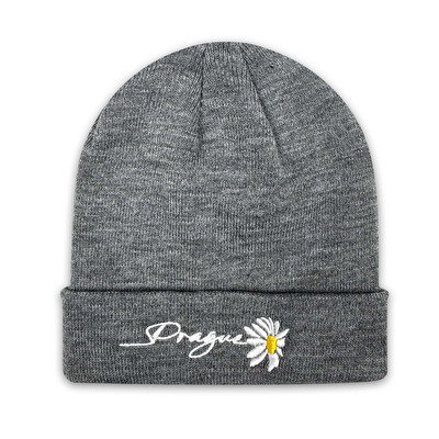 Winter beanie KOPRETINA with folded brim grey heather