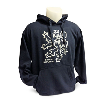 Mikina s kapucí Praha Lev M21. - Tmavě modrá