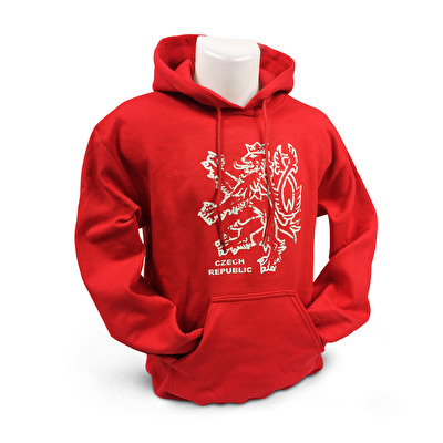 Mikina s kapucí Praha Lev M21. - Červená