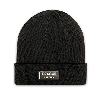 Winter cuffed beanie DECENT black with a black-and-white patch