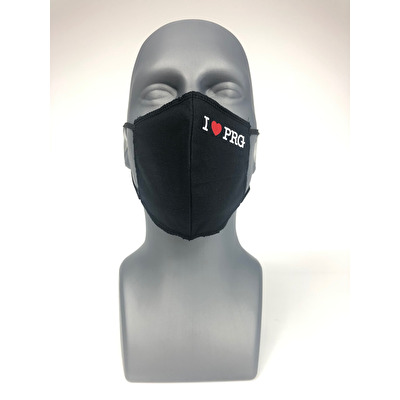 Cotton face mask I Love PRG black