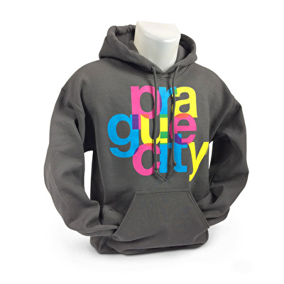 Mikina s kapucí Prague City M29. - Tmavě šedá