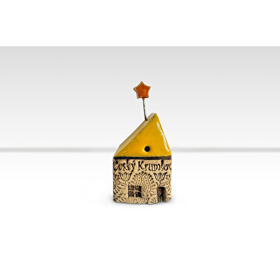 Keramický domeček s drátkem Český Krumlov - žlutá