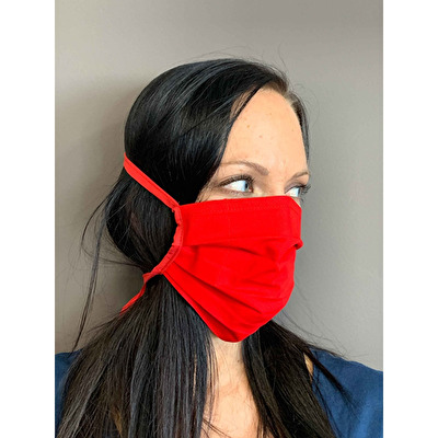 Cotton face mask HEPA filter red