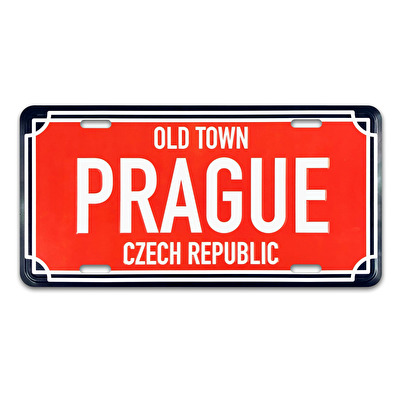 Plechová značka 30x15 cm Ulice PRAGUE