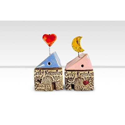 Ceramic house with wire Cesky Krumlov - purple/pink