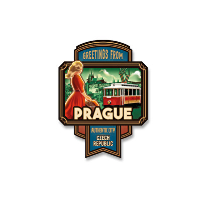 Sticker Prague Girl/tram 65.