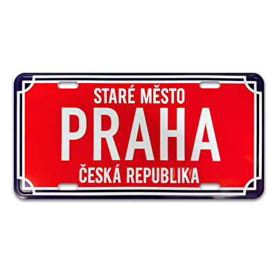 Plechová značka 30x15 cm Ulice PRAHA