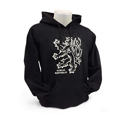 Mikina s kapucí Praha Lev M21. - Černá