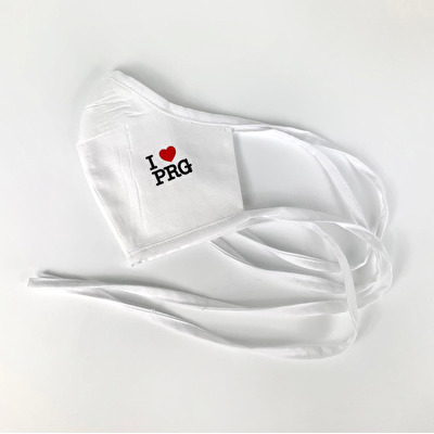 Rouška Praha I Love PRG bílá anatomická