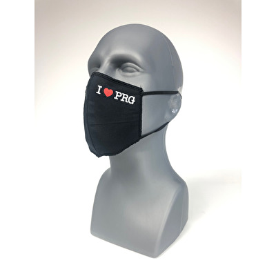 Cotton face mask I Love PRG black