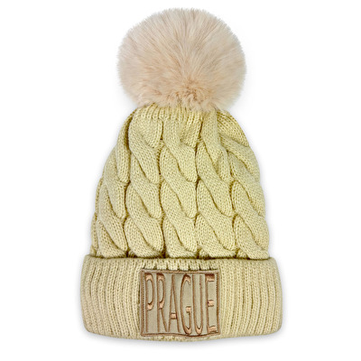 Wintermütze mit Bomme PRAGUE Hellbeige