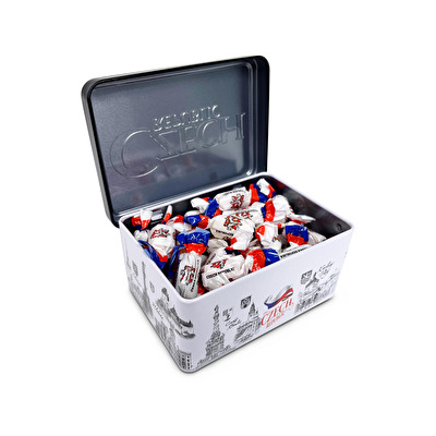 Metal box M Prague sweets Czech Republic 