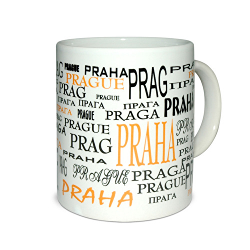 Mug Prague Texts white
