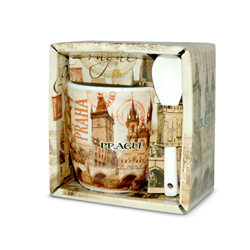 Mug Prague with a spoon Retro