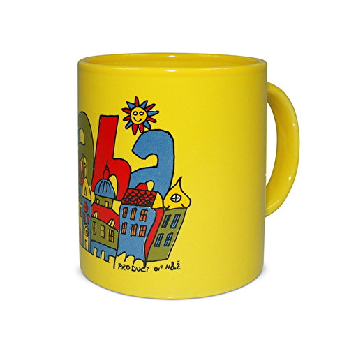 Mug Prague Text G yellow