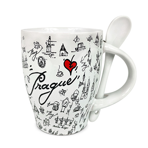 Large mug Prague with a spoon PAR