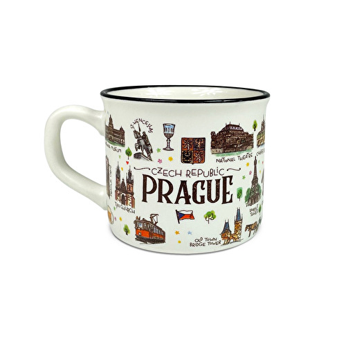 Ceramic enamel mug Prague AQUAREL MALÝ