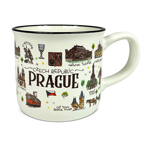 Ceramic enamel mug Prague AQUAREL BIG