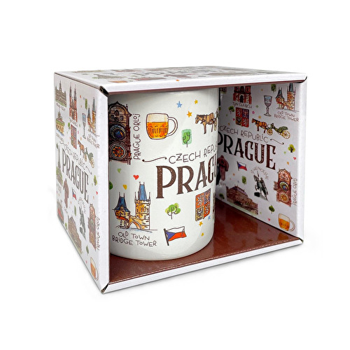 Mug Prague with a box Aquarel