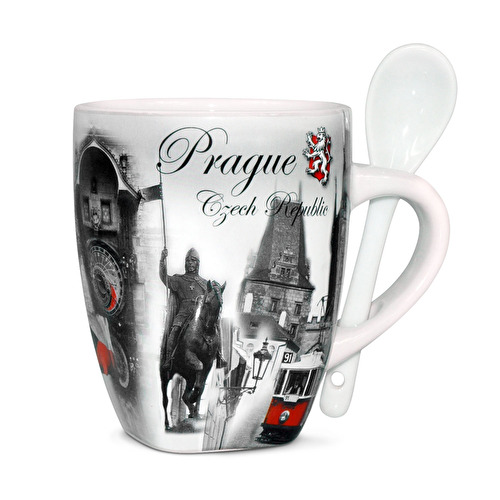 Large mug Prague with a spoon Montaz