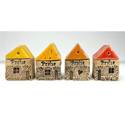 Ceramic house - red/yellow