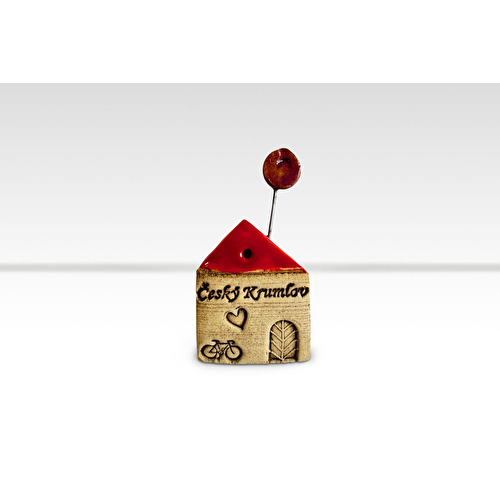 Keramický domeček s drátkem Český Krumlov - červená